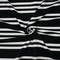 Black-White Poly Cotton Stripe Print Stretch Crepe Double Knit Fabric By the Yard